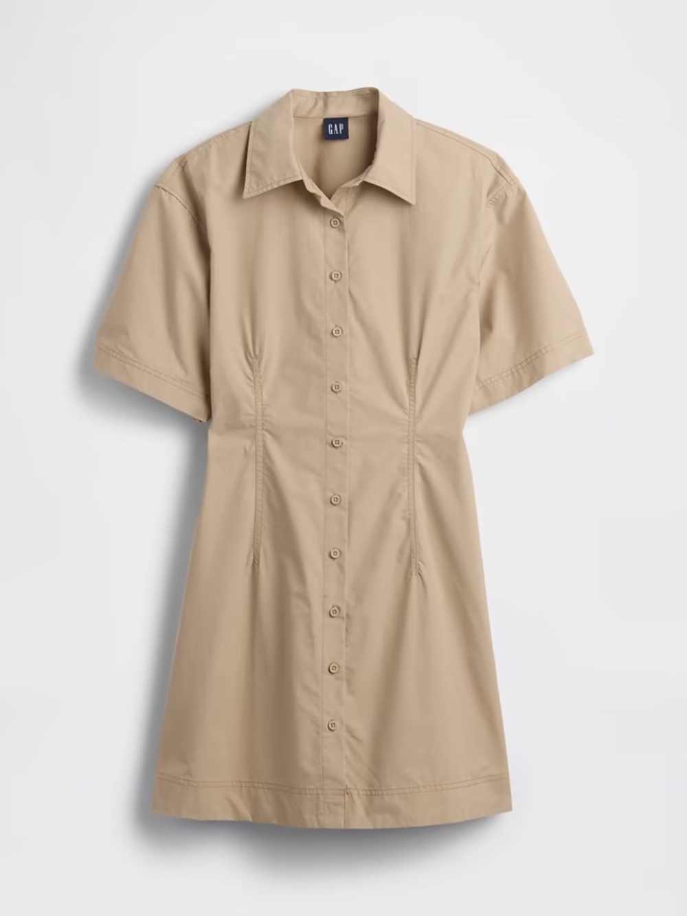 NWT Poplin Mini Shirtdress size small Khaki Tan Medium